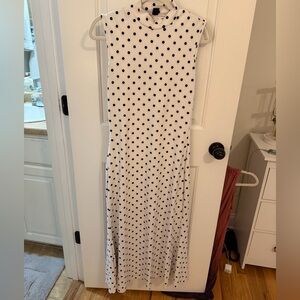 SHEIN White and Black Polka Dot Sleeveless Maxi Dress